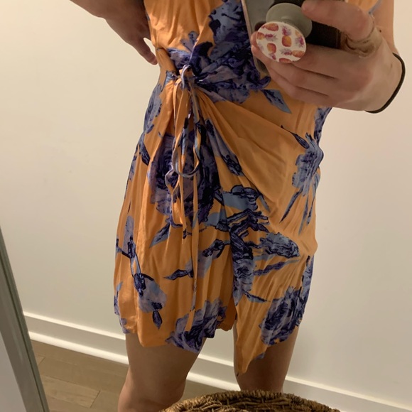 Here Comes the Sun peach and blue romper/dress - Picture 5 of 11